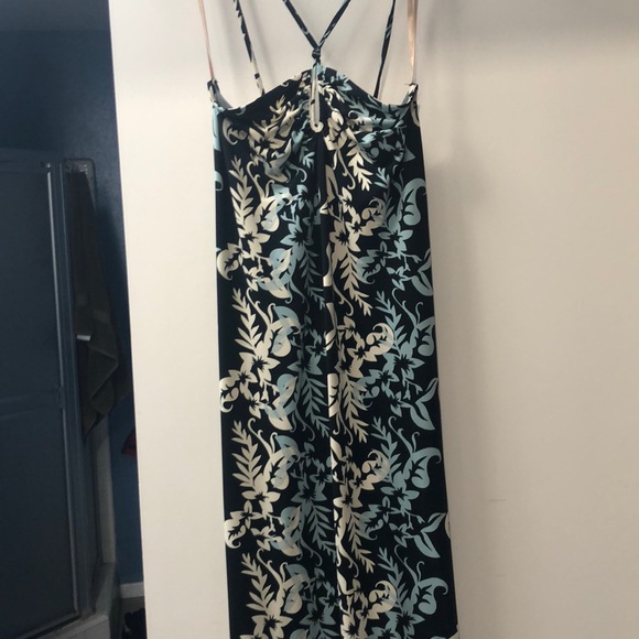 BCBG Tropical Halter tie dress with drop back - Picture 1 of 3